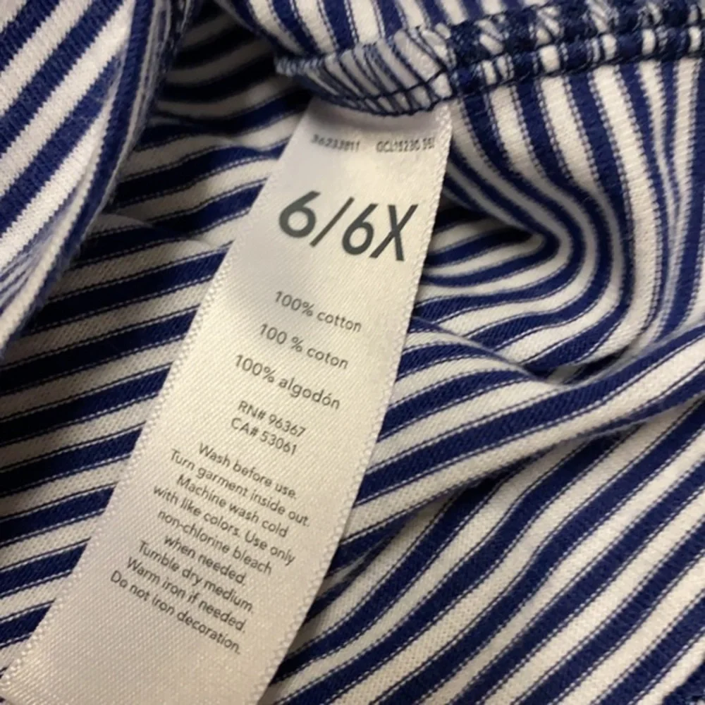 OshKosh Girls Navy White Stripe Cold Shoulder Peplum Tank Size 6 6X